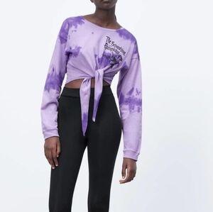 Zara Smashing Pumpkins‎ Purple Tie Dye Long Sleeve T-Shirt Size Med